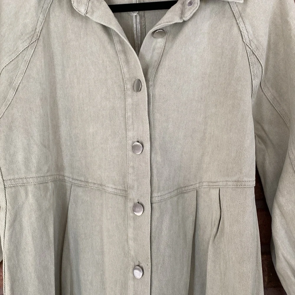 She + Sky Olive Green Denim Dress - Picture 5 of 11